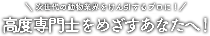 次世代の動物業界をけん引するプロに！高度専門士をめざすあなたへ！